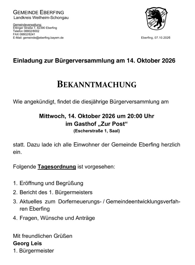 Bürgerversammlung 2026