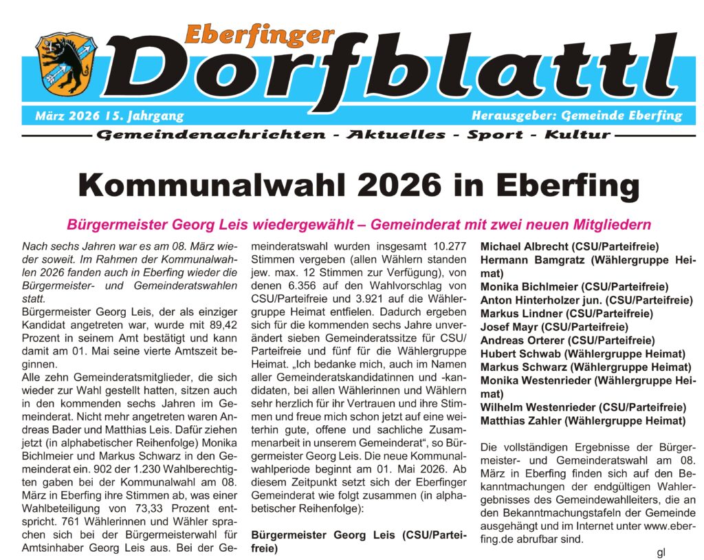 Eberfing Dorfblattl März 2026