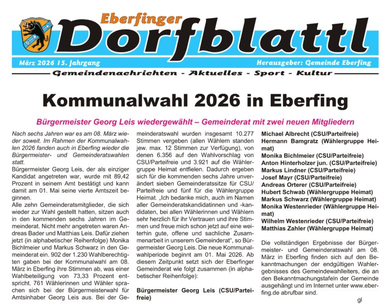 Eberfing Dorfblattl März 2026