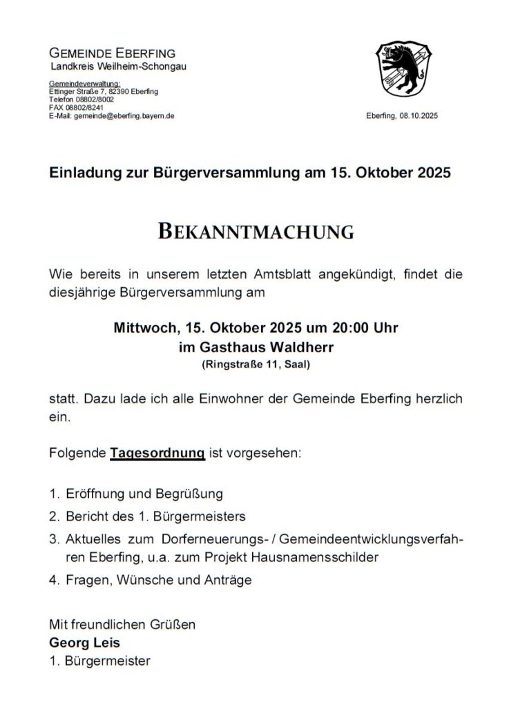 Bürgerversammlung 2025